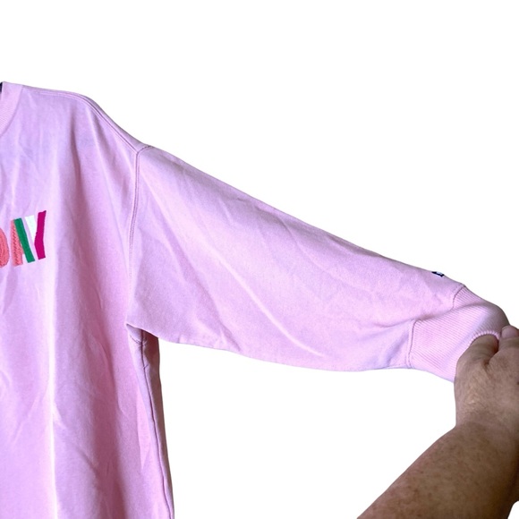 Crown & Ivy Lightweight Sweatshirt pink Embroidered Lazyday Size S - Picture 5 of 8